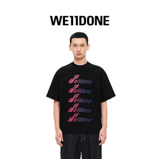 We11done เสื้อยืดแขนสั้น พิมพ์ลายโลโก้ตัวอักษร ไล่โทนสี สีดํา สไตล์คลาสสิก สําหรับทุกเพศ