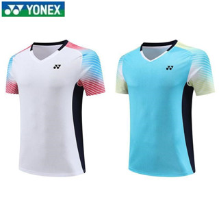 Yonex ชุดกีฬาแบดมินตัน แขนสั้น ดูดซับความชื้น แห้งเร็ว สําหรับผู้ชาย และผู้หญิง