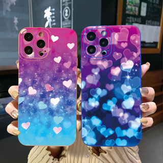 เคสโทรศัพท์มือถือ ขอบสี่เหลี่ยม ไล่โทนสี ลายหัวใจ สําหรับ OPPO Reno7 4G Reno6 Reno8 Z 5G Reno5 F Reno2 F Reno3 Reno4 A17 A17K A77S A57S