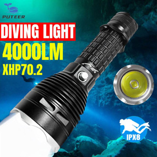 Puteer D51 ไฟฉายดําน้ํา LED 4000LM XHP70 100 ม. ปรับได้ อเนกประสงค์ กันน้ํา 30W