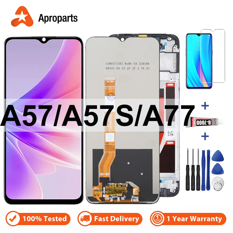 LCD สำหรับ OPPO A57 A77 4G 5G A57S A57e CPH2387 จอแสดงผลการประกอบหน้าจอสัมผัส CPH2339 CPH2385 เปลี่ยน