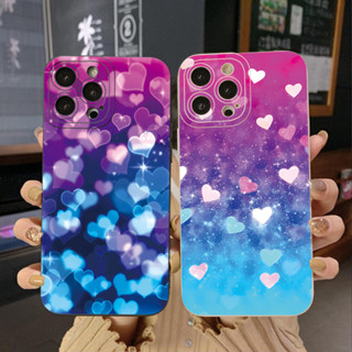 เคสโทรศัพท์มือถือ ขอบสี่เหลี่ยม ไล่โทนสี ลายหัวใจ สําหรับ Infinix Hot 12i 10S 11 10 Play 11S 10i Smart 6 HD X6511 X657B X6512 Note 12 G96