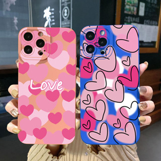 เคสโทรศัพท์มือถือ ขอบสี่เหลี่ยม ลายหัวใจ สําหรับ iPhone 14 Plus 13 Pro Max 12 iPhone 11 XR 8 7 SE 2022