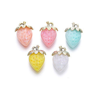 ST.KUNKKA 2 ชิ้น 32 มม. สีวุ้นอะคริลิก จี้สตรอเบอร์รี่ ลูกปั…