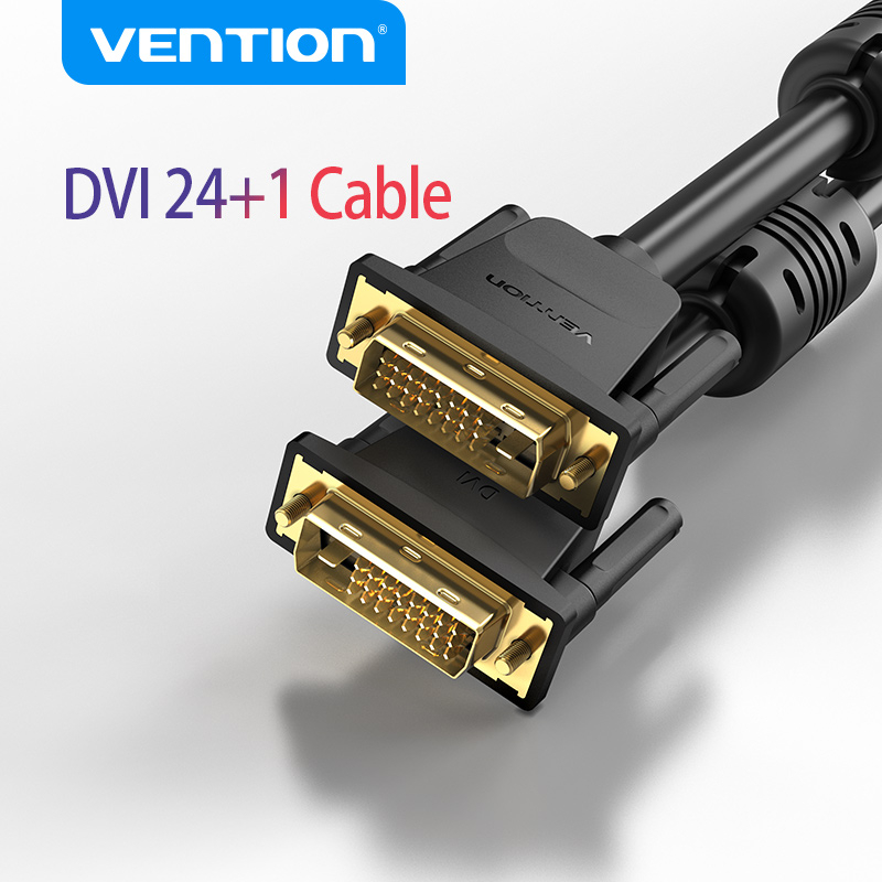 Vention DVI เป็น DVI สายเคเบิลเชื่อมต่อคู่ DVI-D 24 + 1 ตัวผู้ เป็นตัวผู้ รองรับความละเอียดสูง (2560x1600) สายวิดีโอดิจิทัล พร้อมแกนเฟอร์ไรท์ สําหรับโปรเจคเตอร์ PC HDTV