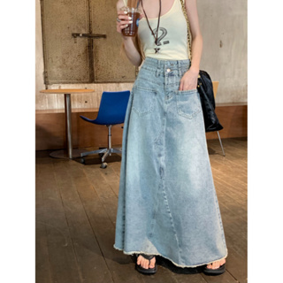 Sharon Raw edge denim skirt half length skirt for women Spring and Autumn 2023 new style