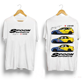 เสื้อยืดพิมพ์ลาย Honda Civic Spoon Sports👕EG EK ESI JDM Japan Car Automotive T Shirt ANYTEE S-5XL