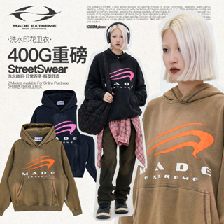 Madeextreme เสื้อกันหนาว มีฮู้ดดี้ ทรงหลวม พิมพ์ลายโลโก้ Kangaroo Y2K 400G สําหรับผู้ชาย เหมาะกับฤดูใบไม้ร่วง ฤดูหนาว