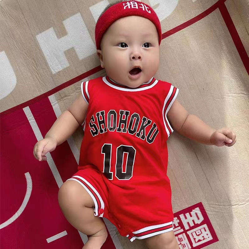 (SD ยี่ห้อ) 0 ถึง 30 เดือนชุดบอดี้สูทเด็ก Slam Dunk Jersey สําหรับเด็ก Shohoku Sakuragi 10 บาสเกตบอล