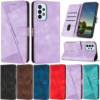 เคสโทรศัพท์หนังนิ่ม ฝาพับ ทรงสามเหลี่ยม พร้อมช่องใส่บัตร หรูหรา สําหรับ Samsung Galaxy A52 A72 A12 A22 5G A32 5G A52S A32 4G A22 4G A52 A72 4G