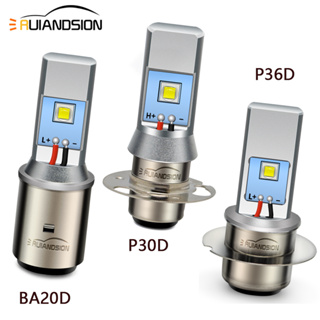 Ruiandsion BA20D H6 P30D หลอดไฟ LED 6-24V 20W P36D สีขาว Hi/Lo Beam แบบเปลี่ยน สําหรับรถมอเตอร์ไซด์ สกูตเตอร์