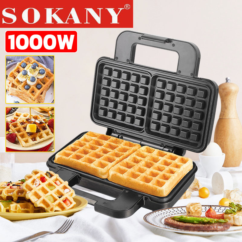 SOKANY 1000W เครื่องทำวาฟเฟิลสี่เหลี่ยม เครื่องทำวาฟเฟิล เตาทําวาฟเฟิล เครื่องอบวาฟเฟิล