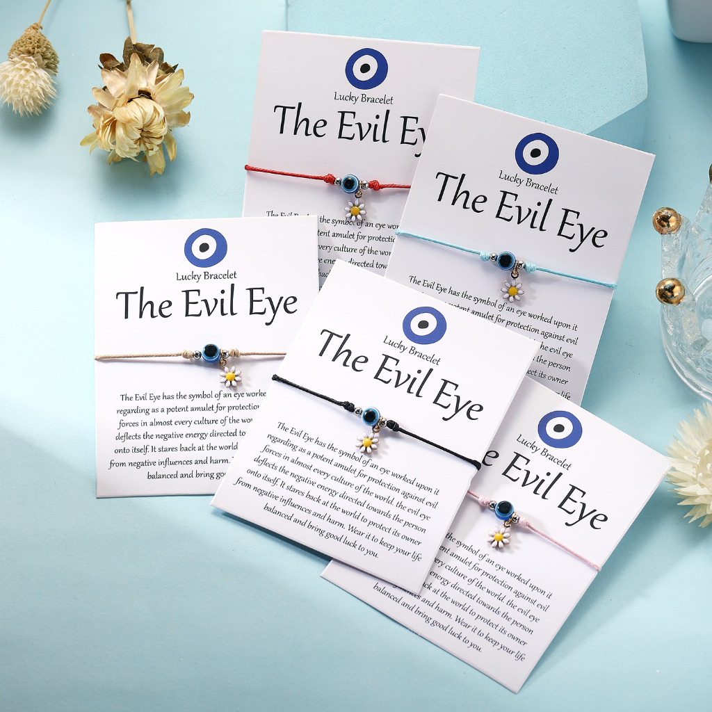 Lanxiu Lucky Evil Eye สร้อยข้อมือ Devils Eye Handmade สร้อยข้อมือทอตุรกี Blue Eye Amulet Kabbalah ป้องกันปรับกําไลข้อมือผู้หญิงผู้ชายเครื่องประดับของขวัญ