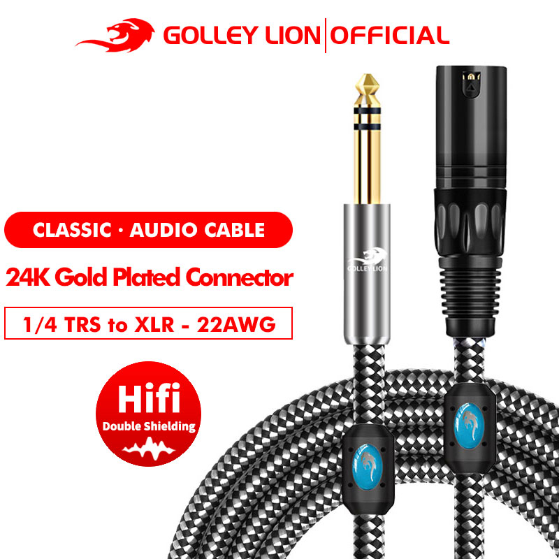 Golley LION สายเคเบิลเสียงโมโน TS เป็น XLR ตัวผู้ 6.35 มม. 1/4 นิ้ว สําหรับไมโครโฟน