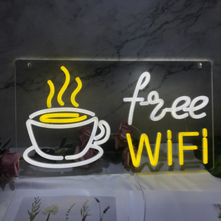 ป้ายไฟนีออน LED WiFi สําหรับตกแต่งผนัง ร้านกาแฟ บาร์ คลับ หน้าต่าง โรงแรม ผับ คาเฟ่ คาเฟ่ ร้านกาแฟ ของขวัญ