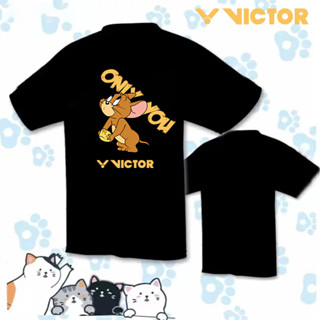 Victor 2023 ใหม่ เสื้อกีฬาแบดมินตัน ถัก ระบายอากาศ ซับเหงื่อ แห้งเร็ว เสื้อยืด แขนสั้น ทีแห้งเร็ว ปิงปอง เสื้อยืดเทนนิส