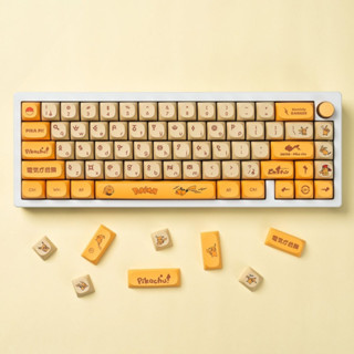 ปุ่มกดคีย์บอร์ด PBT ลายปิกาจู ย้อมสี พร้อมสวิตช์ Cherry Gateron MX