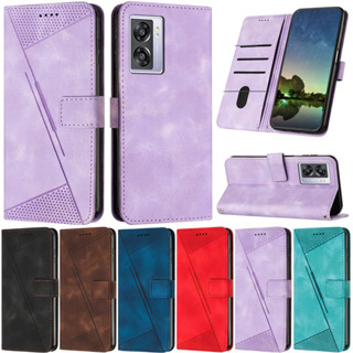 เคสโทรศัพท์หนังนิ่ม ฝาพับ ทรงสามเหลี่ยม พร้อมช่องใส่บัตร หรูหรา สําหรับ Oppo A17 A57 4G 2020 A77 5G A57S A77S A16 A98 5G A96 76 4G