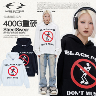 Blackair เสื้อกันหนาว มีฮู้ด ทรงหลวม พิมพ์ลายจิงโจ้ 400G สไตล์สตรีท เรโทร สําหรับผู้ชาย Y2K MADEEXTREME