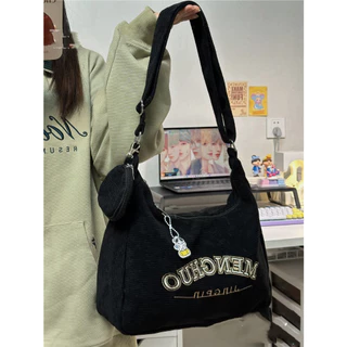 [พร้อมส่ง] ใหม่ กระเป๋าถือ กระเป๋าสะพายไหล่ ผ้าลูกฟูก แฟชั่นสําหรับสตรี และนักเรียน 2023