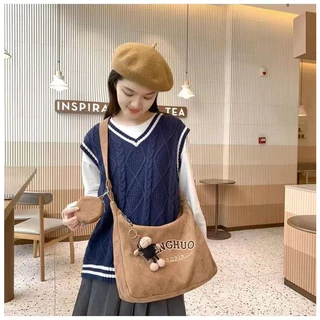 [พร้อมส่ง] ใหม่ กระเป๋าถือ กระเป๋าสะพายไหล่ ผ้าลูกฟูก แฟชั่นสําหรับสตรี และนักเรียน 2023