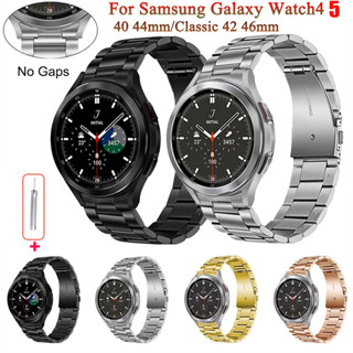 สายนาฬิกาข้อมือ สเตนเลส โลหะ สไตล์คลาสสิก หรูหรา สําหรับ samsung galaxy watch 4 galaxy watch 5 5 Pro 40 มม. 44 45 มม.