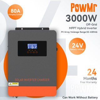 Powmr อินเวอร์เตอร์พลังงานแสงอาทิตย์ 3KW 230Vac PV 55Voc 80A MPPT 50 60Hz