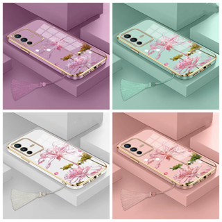 เคส Oppo A9 2020 A5 2020 F11 Pro F5  F7 A98 5G  F11 A74 5G A1 5G กรณีโทรศัพท์ดอกไม้อีกฟากหนึ่งด้วยการชุบขอบตรง