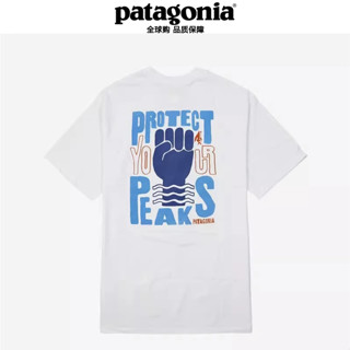 Patagonia เสื้อยืดแขนสั้น คอกลม พิมพ์ลายกําปั้นห้านิ้ว เหมาะกับใส่กลางแจ้ง สําหรับผู้ชาย และผู้หญิง