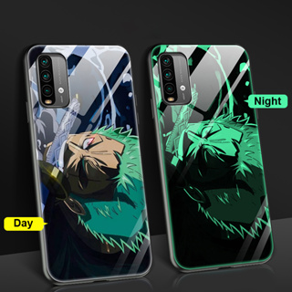 Case Redmi 9T ONE PIECE Zorro Hard Casing Xiaomi Redmi 9 9A 9C Redmi 8 8A 7 7A Luminous Tempered Glass Anti Fall Back Cases Covers Glow in the Dark