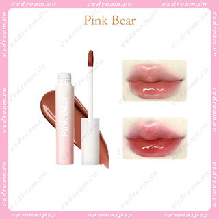 Pinkbear ใหม่ ลิปกลอส ลิปสติก เนื้อลิขวิด ไม่ติดแก้ว