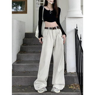Sharon American High Waist Loose Wide Leg Versatile Straight Length Jeans