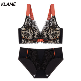 Klame ชุดชั้นใน บราดันทรง คอวีลึก ไร้รอยต่อ แต่งลูกไม้ พลัสไซซ์ สําหรับผู้หญิง KLM077-2