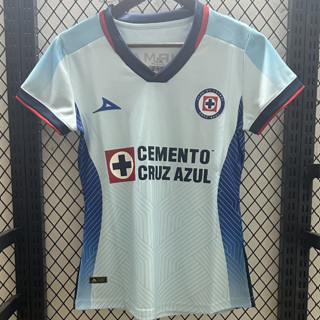 เสื้อกีฬาแขนสั้น ลายทีมชาติฟุตบอล Cruz Azul 23 24 ชุดเยือน สีฟ้าอ่อน สําหรับผู้หญิง