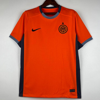 เสื้อกีฬาแขนสั้น ลายทีมชาติฟุตบอล Inter Milan Orange 23 24 ชุดเยือน สําหรับผู้ชาย