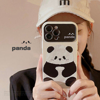 เคสโทรศัพท์มือถือ ซิลิโคนนิ่ม TPU ลายการ์ตูนแพนด้าน่ารัก สีดํา เรียบง่าย สําหรับ iPhone 14Pro max case 13Pro max 12Pro max 11 pro max 11 pro 14Pro 13Pro 12Pro 112 13 14 case