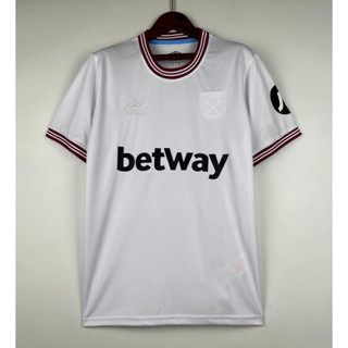 เสื้อกีฬาแขนสั้น ลายทีมชาติฟุตบอล West Ham Away 23 24 ชุดเยือน สีขาว สําหรับผู้ชาย