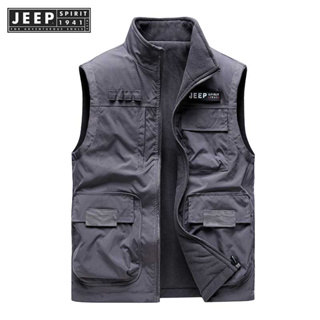 JEEP SPIRIT 1941 ESTD 2023 ใหม่ เสื้อกั๊กลําลอง ผ้ากํามะหยี่ขนนิ่ม สองด้าน ทรงหลวม สําหรับผู้ชาย