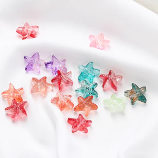 ST.KUNKKA 10 ชิ้น 15mm แก้วปลาดาวลูกปัดจี้แก้วใสดาวลูกปัด สำหรับเครื่องประดับ DIY ทำสร้อยคอสร้อยข้อมือ