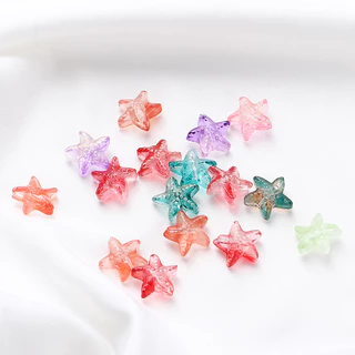 ST.KUNKKA 10 ชิ้น 15mm แก้วปลาดาวลูกปัดจี้แก้วใสดาวลูกปัด สำหรับเครื่องประดับ DIY ทำสร้อยคอสร้อยข้อมือ