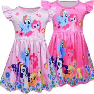 ชุดเดรสเจ้าหญิง คอกลม แขนสั้น ลาย Little Pony My Girls สําหรับเด็กผู้หญิง อายุ 3-8 ปี