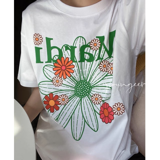 ((พร้อมส่ง) เสื้อยืด ผ้าฝ้ายแท้ พิมพ์ลายตัวอักษร MardiMercredi ดอกเดซี่ ขนาดเล็ก ทรงหลวม เข้ากับทุกการแต่งกาย สไตล์คลาสสิก