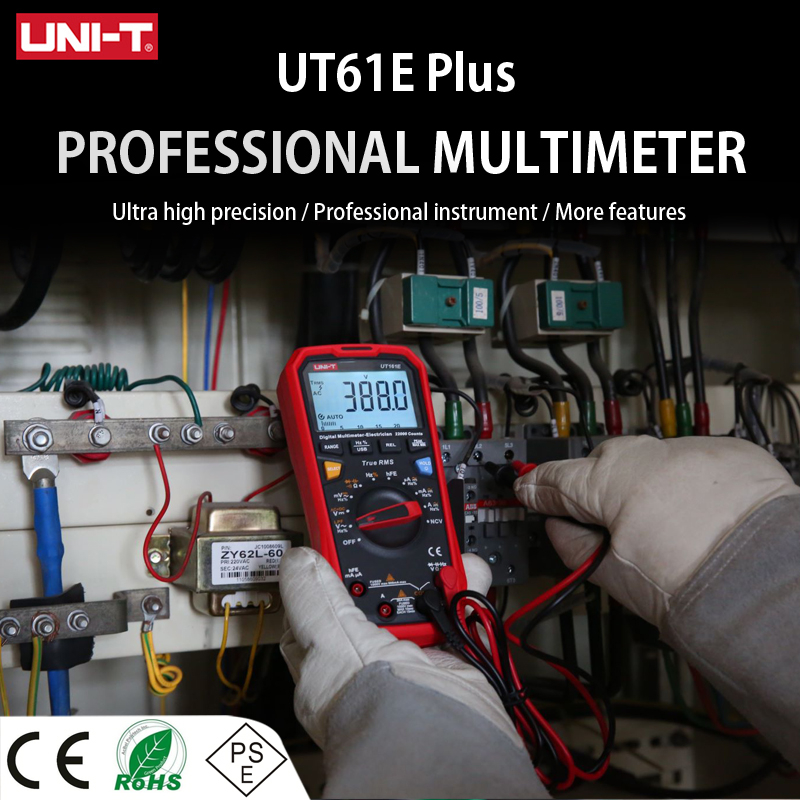 UNI-T UT61E+มัลติมิเตอร์แบบดิจิตอลที่ทรงพลัง USB การวัดความจุขนาดใหญ่ NCV ที่มีประสิทธิภาพจริง