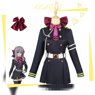 Anime Seraph of the end Shinoa Hiiragi Cosplay Costume อะนิเมะ  คอสเพลย์เครื่องแต่งกายวิกผมกิ๊บถุงมือผู้หญิง  ฮาโลวีน  Wig Hairpins Gloves For Women Owari no Seraph Halloween柊筱娅动漫终结的炽天使