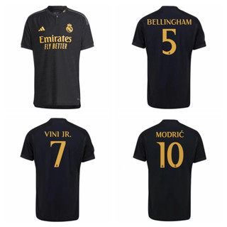 เสื้อกีฬาแขนสั้น ลายทีมฟุตบอล Real Madrid Second Away 2023-24 ชุดเยือน