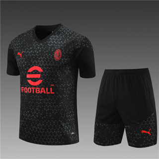 เสื้อกีฬาแขนสั้น ลายทีมชาติฟุตบอล AC Milan 2023-24 Season ชุดเหย้า และกางเกงขาสั้น สําหรับเด็ก