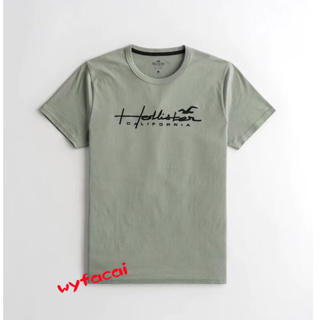 เสื้อยืดแขนสั้น ปักลาย Hollister สําหรับผู้ชาย