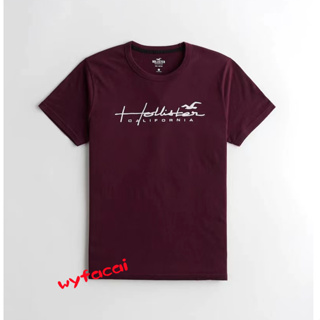 เสื้อยืดแขนสั้น ปักลาย Hollister สําหรับผู้ชาย