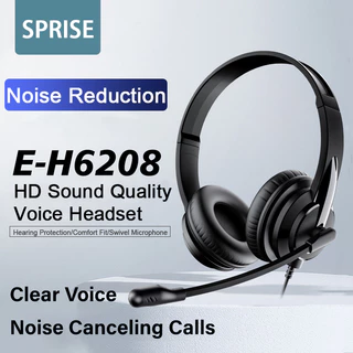 Sprise H6208 ชุดหูฟังตัดเสียงรบกวน USB และไมโครโฟนสเตอริโอ 3.5 มม. ปรับได้