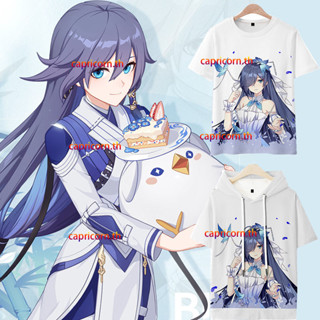 ใหม่ เสื้อยืดแขนสั้นลําลอง พิมพ์ลายอนิเมะ Honkai Impact 3 Fu Hua 3D ทรงหลวม สไตล์ญี่ปุ่น แฟชั่นสําหรับผู้ชาย และผู้หญิง